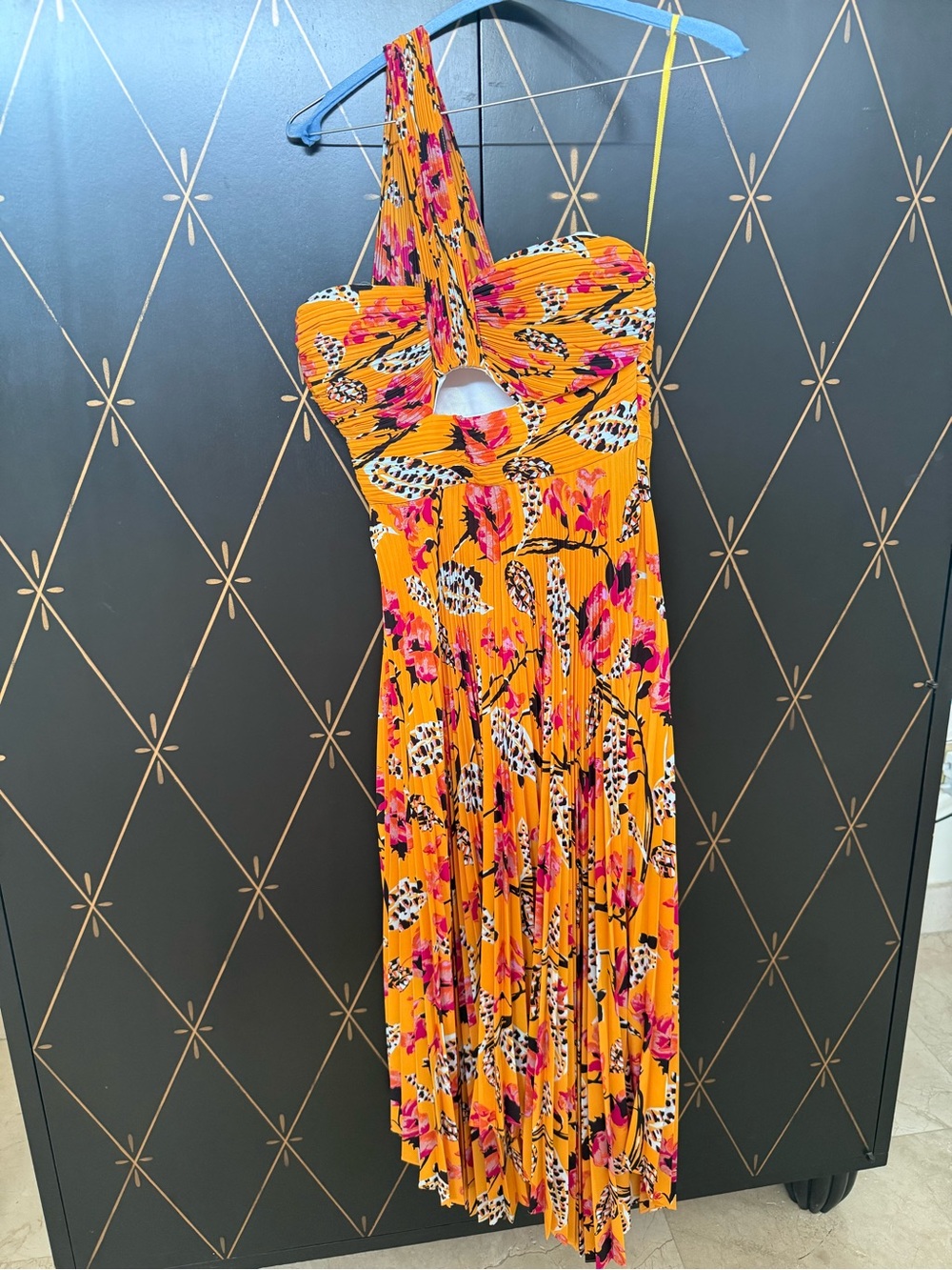 Yellow Floral One-Shoulder Cutout Maxi Dress